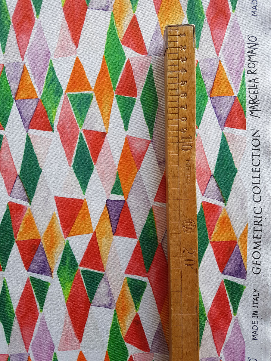 tessuto cotone elasticizzato stampa geometria vendita al metro made in italy